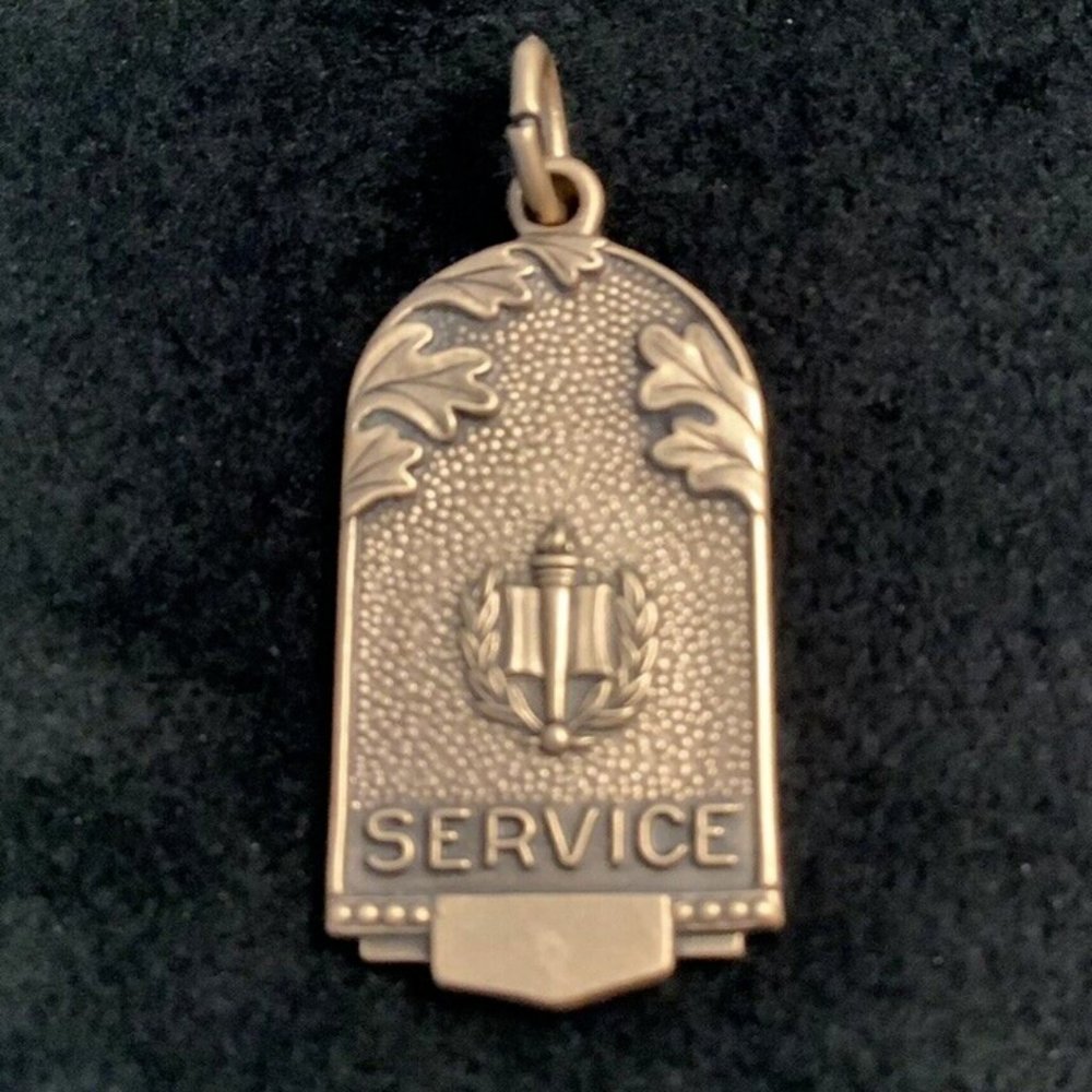 JOSTENS Bronze Service Metal Pendant VINTAGE Excellent Condition (no chain)